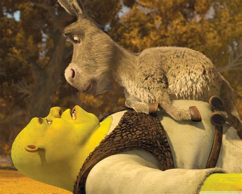 Donkey sitting on Shrek