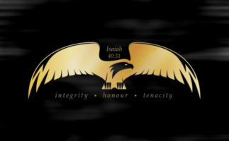 eagle design with integrity honour and tenacity below it